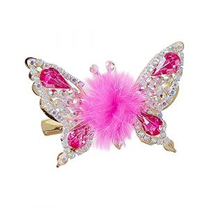 Épingle à cheveux papillon volant scintillante - Pinces à cheveux en alliage - En forme de papillon volant - Épingle à cheveux en cristal - Pour filles - Rose vif - Taille unique (TEEKU, neuf)