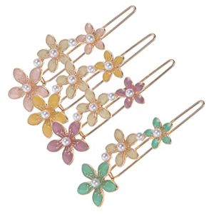Healeved 4 Pièces Pinces à Cheveux Fleurs Colorées avec Perles Accessoires Coiffure Élégants Décoration et Durable (Accompany JY, neuf)