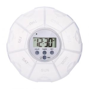 Pilulier Électronique Avec Minuteur, Boîte De Rangement À 7 Compartiments Avec Minuteur Et Fonction Enregistrement, Boîte De Rangement Intelligente Pour Médicaments, Pour Maisons De Retraite, Soins Au (woodone, neuf)