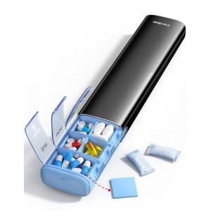 Vaydeer Pilulier Semainier 7 Jours Matin & Soir &ndash; Bo&icirc;te de M&eacute;dicaments Grande Capacit&eacute;, Pilulier M&eacute;tal AM PM Compact Voyage, Semainier M&eacute;dicament &Eacute;l&eacute;gant pour Vitamines & Compl&eacute;ments (Vaydeer UK, neuf)