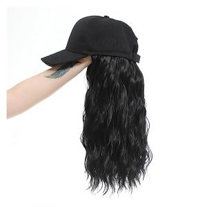 Bonnet de perruque Casquette de Baseball synthétique perruque de cheveux naturel capuchon noir Extensions de cheveux perruque naturelle vague perruques chapeau perruque réglable Chapeau de perruque(9) (haikouhua, neuf)