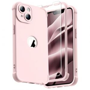 ORETECH Coque pour iPhone 14 Plus + 2 Pi&egrave;ces Verre Tremp&eacute; Protection &eacute;cran, Antichoc Souple Silicone TPU Arri&egrave;re Rigide PC Avant Housse de Protection pour iPhone 14 Plus Case 6,7" Rose Clair (ORETech EU, neuf)