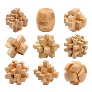 Holzsammlung 9 Pi&egrave;ces 3D Puzzle Casse T&ecirc;te en Bois, Jeu Casse T&ecirc;te, Jouets d'intelligence &eacute;ducative, IQ Test Disentanglement Puzzles,Jouets pour des Enfants et des Adolescents#C (TeencentsMallEU, neuf)