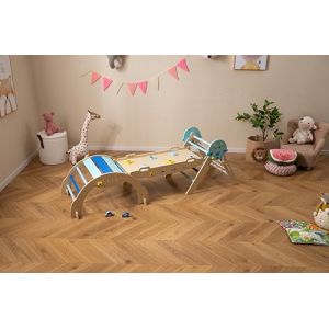 GOPLUS 9 en 1 Triangle Escalade Montesorri pour Enfants 1 Ans+, Parcours Montesorri Bebe Bois Pliable avec Arche, Rampe, Corde&&Eacute;chelle, Pont, Aire de Jeux Int&eacute;rieur (Astre|8 en 1,Fillet+Echelle) (Augenstern24, neuf)