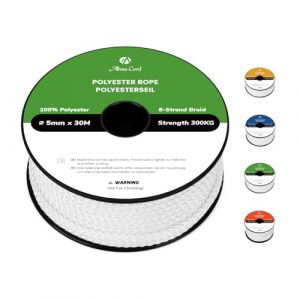 Abma Cord Corde Tresse Polyester 5mm x 30m Bobine - Blanc (Abma Cord EU, neuf)