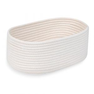 CharmBurst Petit panier &agrave; linge rond blanc, panier de rangement tress&eacute; &agrave; la main en coton, organisateur pour table &agrave; langer, panier &agrave; jouets, panier cadeau (CharmBurst, neuf)