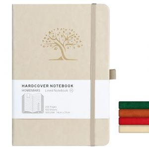 HOMEMARS Carnets et Journaux, Carnet de Notes, Journal, Cahier Lign&eacute;, Cahier A5, Notebook, 200 pages, 100 GSM, Motif Arbre en Gaufrage, Cuir V&eacute;g&eacute;talien,14.5cm*21cm,Lvory (Homemars Direct, neuf)
