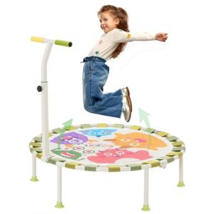 Trampoline Interieur Exterieur Enfants &Oslash;101cm, Mini Trampoline Fitness Pliable avec Poign&eacute;e en Mousse R&eacute;glable et Ventouses Antid&eacute;rapantes, R&eacute;cr&eacute;atif Exercices Cadeau d'anniversaire pour Enfants(Vert) (suncitykids, neuf)