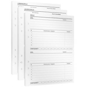 KOMPASS&reg; Objectifs | 7 inserts DIN A5 pour agenda &agrave; anneaux | Atteindre des objectifs &agrave; long terme | Planificateur annuel 2025 pour agenda et classeur &agrave; anneaux (BOG Distribution, neuf)