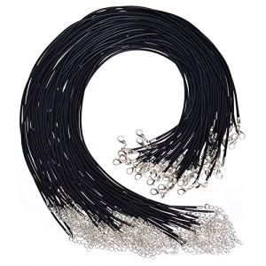 VEGCOO 40 Pcs Cordon de Collier Wax Cordon de Collier en Cuir Artificiel Collier Mousqueton en Corde Tress&eacute;e DIY Collier Pendentif Accessoires Cordon de Collier Unisexe (Noir) 2.0MM SG-ZQ026-FR (LCD UK Store, neuf)