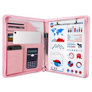 GraduatePro Porte Documents A4 Cuir Bloc Note Reunion Homme Femme Organisateur Dossier de Conférence Portfolio pour Réunion/Bureau/Carte Visite Professionnel Rose (GGS SHOP, neuf)