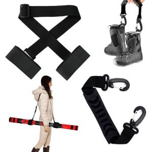 Sangle de Transport de Ski, Sangle de Ski, Sangle de Transport de Snowboard R&eacute;glable, Bandouli&egrave;re de Ski, Porte-Skis Accessoire Ski, Skimate Porte Ski pour Le Transport Skis B&acirc;tons de Ski Patins (CHENJUNHUA LIMITED, neuf)