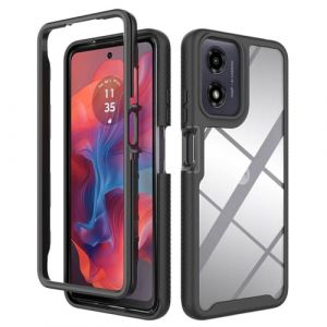 SEAHAI Transparente Coque pour Motorola Moto E14/Moto G24/Moto G24 Power/Moto G04/Moto G04S, &Eacute;tui Rigide PC/Cadre Anti-Chute/Souple TPU Housse Gel Silicone Case Antichoc Cover - Noir (Liner-EU, neuf)