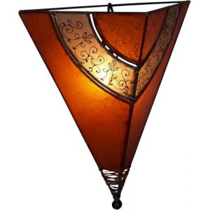 GURU SHOP Lampe au Henn&eacute;, Applique en Cuir/applique Murale - V&eacute;nus Orientale, Orange, Encuir, Couleur : Orange, 48x38x20 cm, Les Appliques Murales (Guru Shop, neuf)