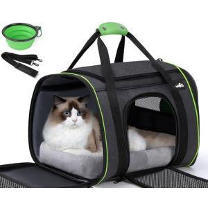 Pecute Sac de Transport pour Chat, Caisse de Transport Chat et Chien avec Coussin Doux, Sac Portable ou Sac à Bandoulière en Tissu pour Un Transport Confortable, Sac Pliable pour Chat (Nirong, neuf)