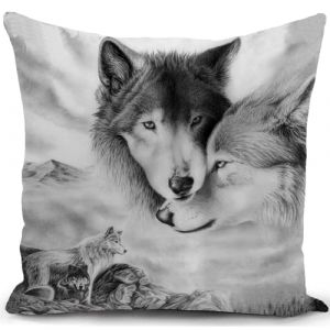 HUASHUZI Loup Housse de Coussin 40x40 cm Loup Femme Cadeau Accessoires canape Coussin decoratif Salon scandinave Housse Coussin pour canapé Chambre (?HUASHUZI?, neuf)