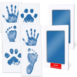 Kit Empreinte Main Pied Bebe | Kit Empreinte Chat & Chien | Encre Empreinte Bébé de 0 à 6 Mois | Sûr et Non Toxique Kit Empreinte | Idéal Pour les Animaux de Compagnie et les Nouveau-nés (Bleu Océan) (HonexCesng, neuf)