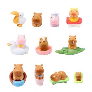 Neikafan Lot de 19 mini figurines en résine Capybara - En forme de cochon d'eau - Décoration de gâteau - Pour anniversaire d'enfant, fête prénatale et fête (Dofu, neuf)