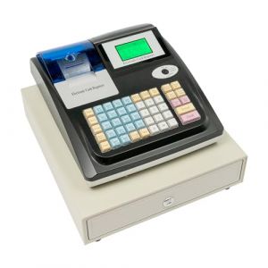 Enregistreur de caisse électronique pour la gastronomie au détail - Système solide avec 48 touches, affichage numérique, 40 W - Équipé pour le commerce (HARBERY, neuf)