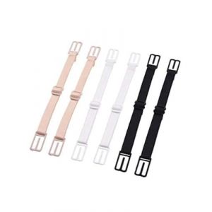 Quesuc 6 Pi&egrave;ces Attache Bretelle Soutien Gorge Dos Clips De Sangle De Soutien-Gorge &Eacute;lastiques Pour Femmes Supports Antid&eacute;rapants R&eacute;glables Stop Bretelles Soutien Gorge (Noir, Couleur Chair Et Blanc) (Quesuc EU, neuf)