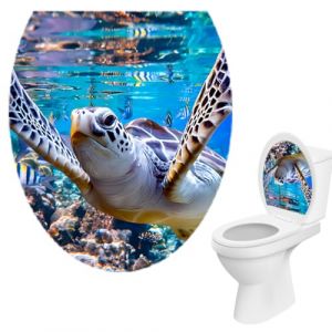 FEQDWOX 1 autocollant pour siège de toilette en forme de tortue de mer, en vinyle marin, décoration de salle de bain, accessoires de salle de bain durables et pratiques (XiangYangShiZhuMeiSiShangMaoYouXianGongSi, neuf)