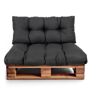 Best Wool Ensemble de Coussin Palette – Coussin D’Assise pour Palettes Europe – Coussins pour Palettes Rembourrés avec Mousse Granulaire Poulirette – Inclut Coussin D’Assise 120x80 + Dossier 120x40 (Wool-Stam, neuf)
