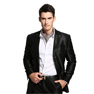 Prettystern Cravate Ascot Homme en 100% Soie &ndash; &Eacute;charpe Lavalli&egrave;re Double &Eacute;paisseur &Eacute;l&eacute;gante pour Affaires et C&eacute;r&eacute;monies 5. Gris Paisley (PrettyLand.eu, neuf)