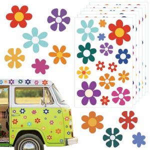SamHeng 96 Pièces Autocollants Marguerite, Multi-Taille Décoratif Voiture Décalcomanies, Auto-adhésif Coloré Fleur Graffiti pour Chambre Garderie Fenêtre Maison Stickers Muraux Moto Vélo Décor (QingPo, neuf)