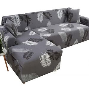 VEAI Housses de Canapé d Angle Couverture de Canape en Forme de L Couvre Canape Gris/Beige/Bleu Housse de Canapé Extensibles avec Méridienne Gauche/Droite Housse Protection Canapé (anbuhuwai, neuf)