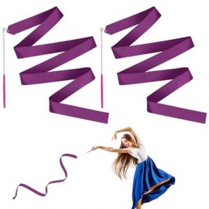 JINSIHU Rubans de Danse, 4m Ruban de Gymnastique Rubans Danse Scintillant Ruban d'art avec bâton Rotatif, Ruban de Danse Rythmique Bâton Virevoltant pour la l'entraînement de Danse Artistique (XinLinLiangShangMao, neuf)