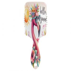 Brosse à cheveux à coussin d'air pour aquarelle flamant rose pour cheveux épais et démêlage antistatique (DEJESJ, neuf)