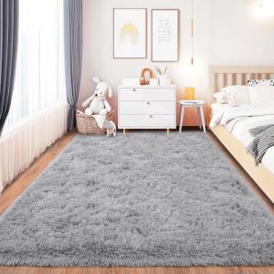 Chicnix Tapis pour chambre &agrave; coucher 140x200 cm, moelleux, tapis &agrave; poils longs pour salon gris, peluche douce antid&eacute;rapante, tapis shaggy &agrave; poils longs pour chambre d'enfant, d&eacute;coration maison (Chicnix store, neuf)