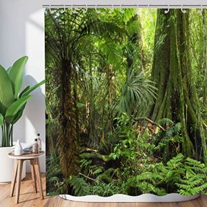 Hnmdmyi Rideau de Douche for&ecirc;t 120x200, Jungle Tropicale For&ecirc;t Pluviale Arbre Vert Plante Nature Paysage Sc&eacute;nario Baignoire Rideau &eacute;tanche Tissu Polyester Lavable Rideau de Bain pour Salle de Bain (Hnmdmyi, neuf)