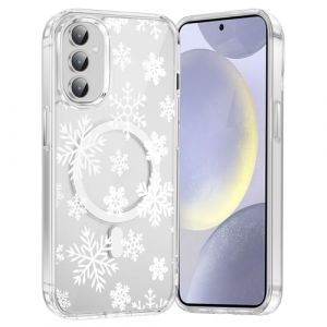 Saqmkil Noel Magn&eacute;tique Coque pour Samsung Galaxy S24 5G, Mignon Neige Motif No&euml;l Hiver &Eacute;tui Christmas Case Compatible avec MagSafe, Transparente Silicone TPU + PC Antichoc Protection Housse, 02 (FORSALOR TRADING, neuf)