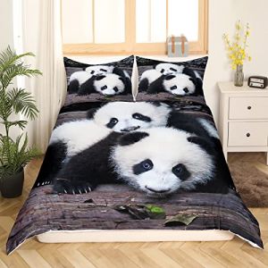 Homemissing Panda Parure Housse de Couette Cute Panda Housse de Couette pour Enfants Garçons Filles Kawaii Animal Parure de Lit 220x240cm Wildlife with 2 Pillowcases (Bofanshangmao, neuf)
