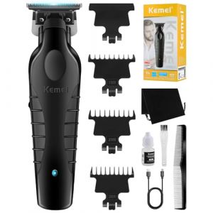 KEMEI 2299 Professionnelle Sans Fil Tondeuse Cheveux Hommes, Tondeuse Barbe Homme électrique, Tondeuse à Lame en T Zéro écartement Pour Homme (TANGYE, neuf)