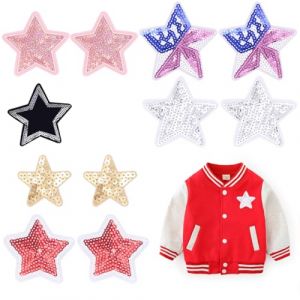 12 Pcs Thermocollant Autocollant de Patch, Ecusson Patch Petites Etoiles, Mini Patchs Etoiles pour Embellissements Et Réparation De Vêtement pour T-Shirt, Jeans (huahuafengshenla2, neuf)