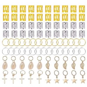 Lot de 140 Pi&egrave;ces Bijoux Cheveux Tresse Dor&eacute;, Bijoux de Cheveux, &agrave; Cheveux Dor&eacute;es Pour Tresses, Accessoires Pour Dreadlocks, Accessoires Pour Dreadlocks, Pour Hommes, Femmes (ALPHASS LOGISTICS LTD, neuf)