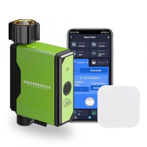 Minuterie d’arrosage de Jardin Intelligente Zigbee avec passerelle ZIGBEE, Compteur d’Eau à Turbine intégré, Jusqu’à 10 programmes, Compatible avec Tuya Smart Life App et Home Assistant (ZHA & Z2M) (GIEX SMART, neuf)