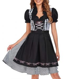 G&eacute;n&eacute;rique Femme Robe Dirndl de Bavi&egrave;re Oktoberfest Robe Traditionnelle pour la F&ecirc;te de la Bi&egrave;re Costume de Bi&egrave;re Manches Courtes Robe Chemisier Tablier Bavi&egrave;re V&ecirc;tements (NiceYear, neuf)