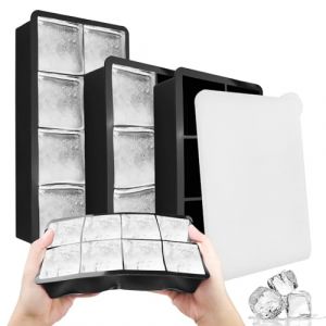 Fousenuk Lot de 3 bac a glacon, glacons moule, bac &agrave; gla&ccedil;ons avec couvercle, bacs gla&ccedil;on silicone, ice cube tray, pour Whisky, Vin de Fruits, Boissons (6 compartiments &times; 2 + 8 compartiments &times;1) (DOBRE JOYA  S.R.L., neuf)
