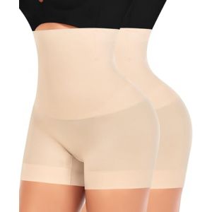 YARRCO Short Gainant Femme Ventre Plat Culotte Gainante Amincissante Panty Gainant Invisible Culottes Sculptantes Taille Haute Shorty Anti Frottement Cuisse Shapewear (#2 Beige+Beige(Taille Haute),S) (YARRCO, neuf)