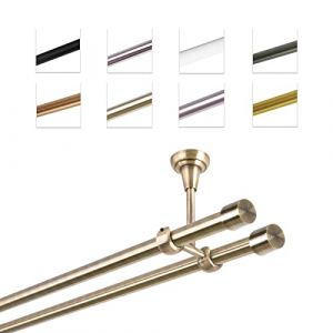MDEKOR Tringle &agrave; rideaux 160 cm &agrave; 2 voies - Tringle &agrave; rideaux pour montage au plafond - En m&eacute;tal dor&eacute; vieilli - Diam&egrave;tre : 19 mm (trendyhome, neuf)
