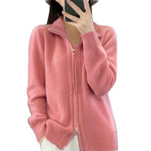 Alloaone Cardigan en Laine &Agrave; Col Montant pour Femme, Fermeture &Eacute;clair, Ample, Manches Longues, Tricot en Cachemire, Pull &Agrave; Bascule (PULINGDEDIAN, neuf)