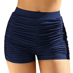 pvucpot Bas De Maillot De Bain Femme Noir Short de Bain Shorty Sport Shorts de Plage Bas de Maillot Taille Haute Couleur Unie Bas de Maillots Ventre Plat &Eacute;t&eacute; Short Bikini de Plage (goodups, neuf)