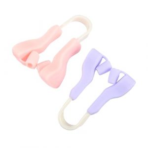 jojofuny Lot de 2 Pinces Amincissantes Nez en Silicone Souple Correcteur de Nez Ergonomique Couleurs Rose Tendre et Violet Élégant Appareil pour Rehausser et Affiner L’Arête Nasale (Merlun, neuf)