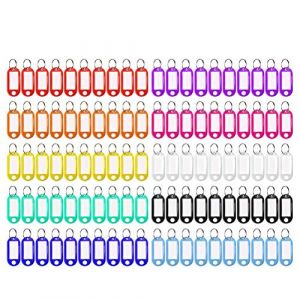 100pcs Porte-cl&eacute; &agrave; Etiquette, 10 Couleurs Porte Cl&eacute;s en Plastique Porte &Eacute;tiquette Inscriptibles avec Anneau pour &Eacute;tuis &agrave; Cl&eacute;s Marque d'animaux de Compagnie (jiajialieu, neuf)