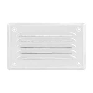 ADGO Grille d'aération pour cheminée - Grille extérieure murale plate en métal avec grille vissée pour cheminée - Avec grille anti-insectes (14 x 7, blanc) (Tecnostore, neuf)