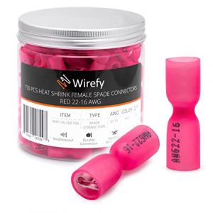 Wirefy 150 Pièces Kit de Cosse Electrique Plates Femelles - Cosses Electriques à Sertir thermorétractables - 0,5 à 1,5 mm² (Nobletech Europe, neuf)