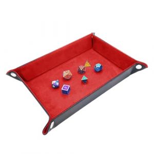 AORHOFJ 1 plateau de dés pliant rectangulaire en cuir PU, plateau de dés en velours pour Donjons & Dragons, RPG, D&D et autres jeux de table (rouge) (ZHAO WEIXIN DE DIAN, neuf)